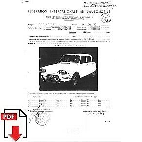 1969 Citroen Ami 6 (AM2) FIA homologation form PDF download